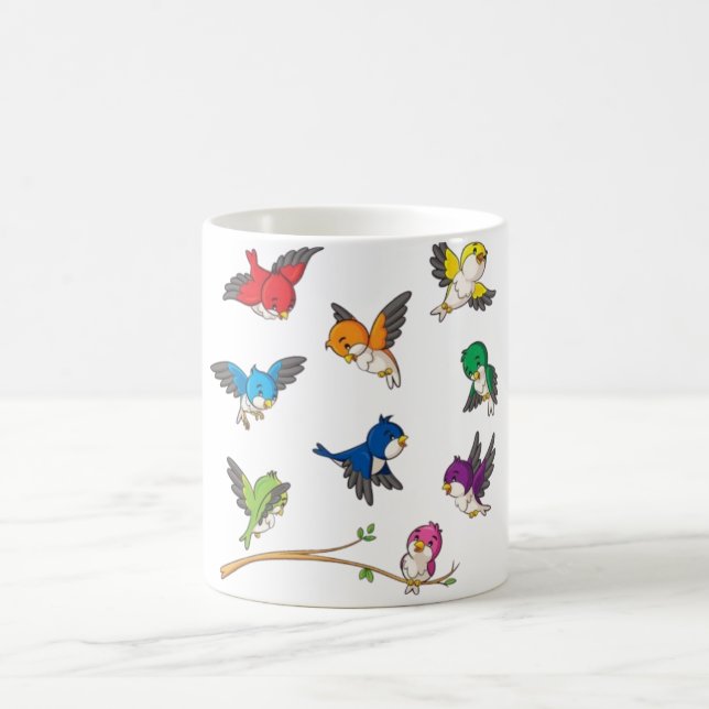 Café caneca de aves colorida (Centro)
