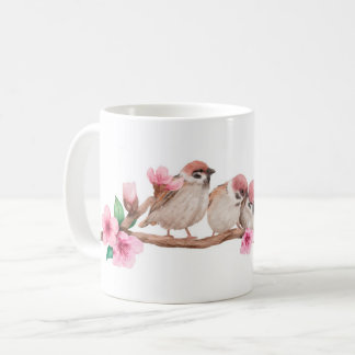 Café caneca de aves primavera