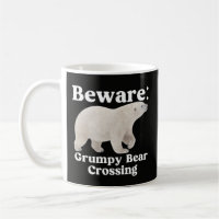 Caneca de Aviso de Travessia de Urso Mal-Humorado