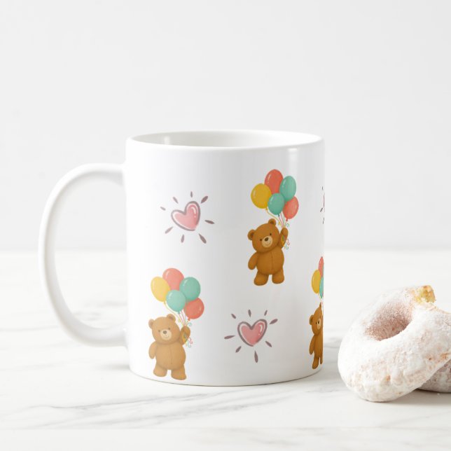 Café Caneca de Balão Urso Teddy Fofo (Com Donut)