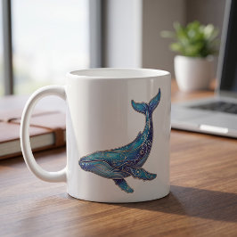 Café Caneca de Baleia Celestial Arte de Linha de Luxo