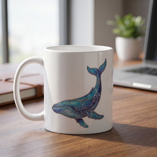 Café Caneca de Baleia Celestial Arte de Linha de Luxo (Criador carregado)