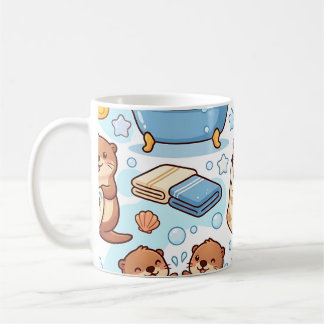 Café Caneca de Banho de Espuma de Lontra – Padrão Fofo