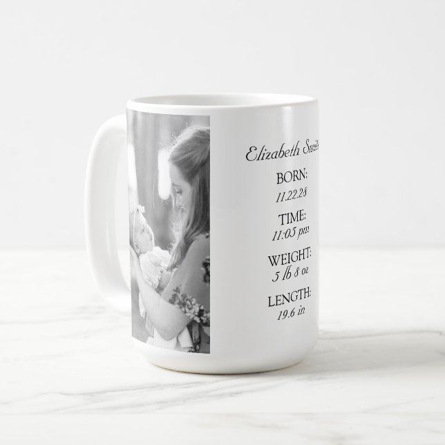 Café Caneca de Bebê com Informações Personalizadas (Frente Esquerda)