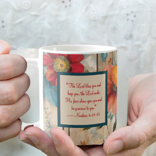 Café Caneca de Bênção de Flores Rústicas Coloridas