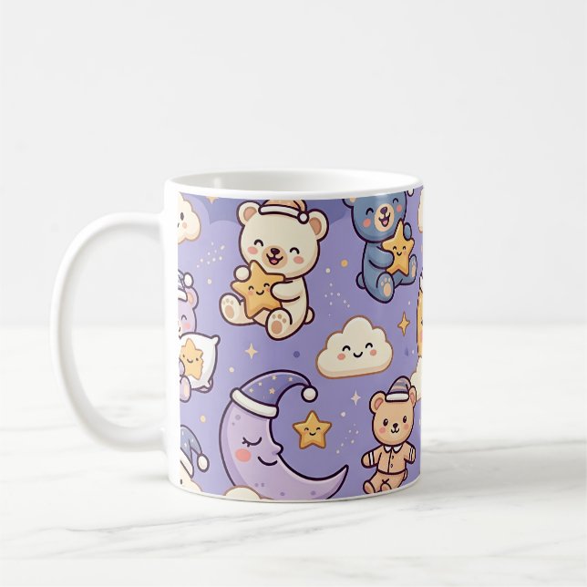 Café Caneca de berçário pastel sonolento – Lua, estrela (Esquerda)