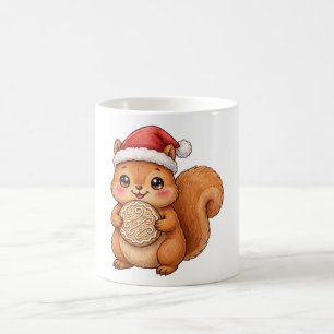 Café Caneca de Biscoito de Natal com Esquilo Fofo e Cha