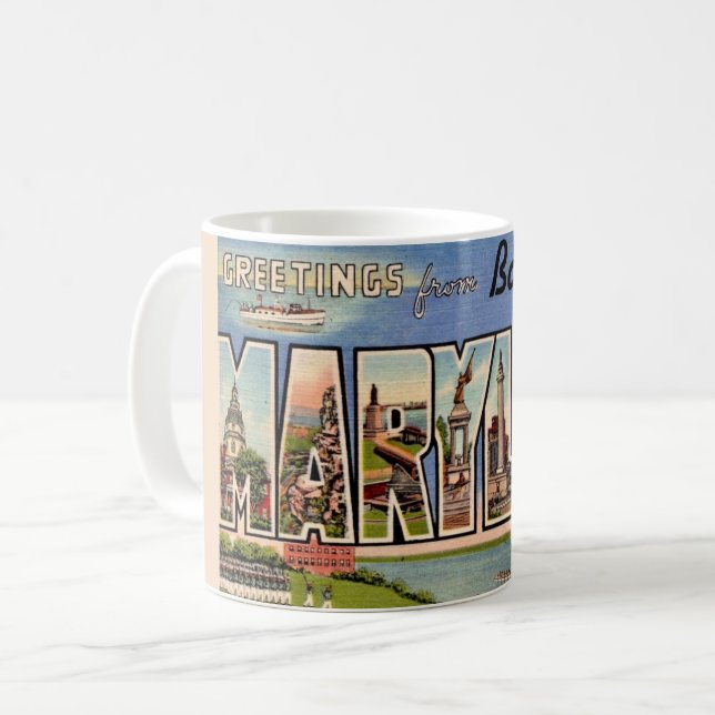 Café Caneca de Boas-Vindas Retro Baltimore Maryland (Frente Esquerda)