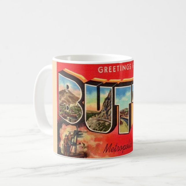 Café Caneca de Boas-Vindas Retro Butte Montana (Frente Esquerda)
