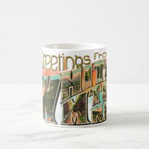 Café Caneca de Boas-Vindas Retro Montanhas Brancas