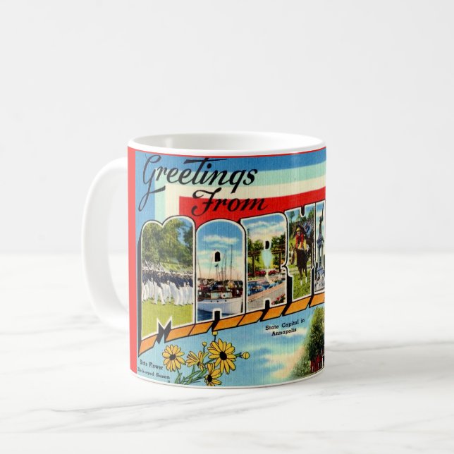 Café Caneca de Boas-Vindas Vintage Maryland (Frente Esquerda)