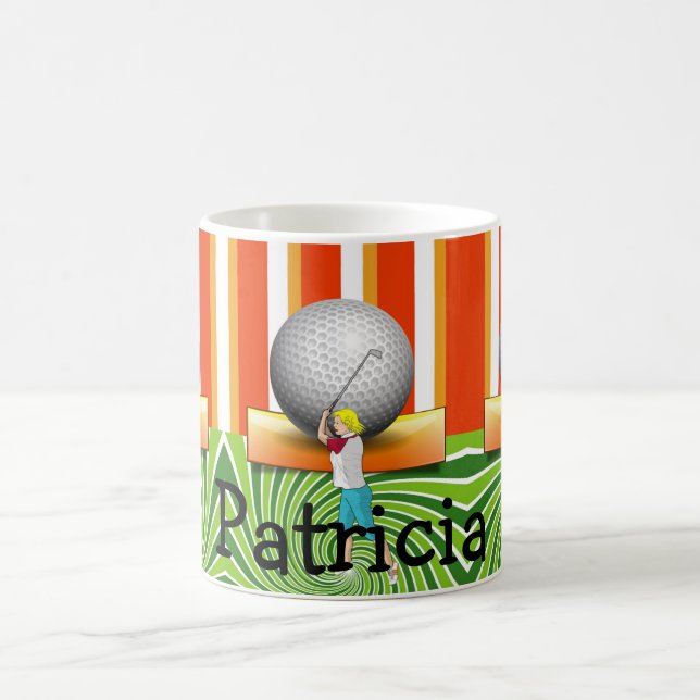 Café Caneca de Bolas de Golfe com Listras Laranja para  (Centro)