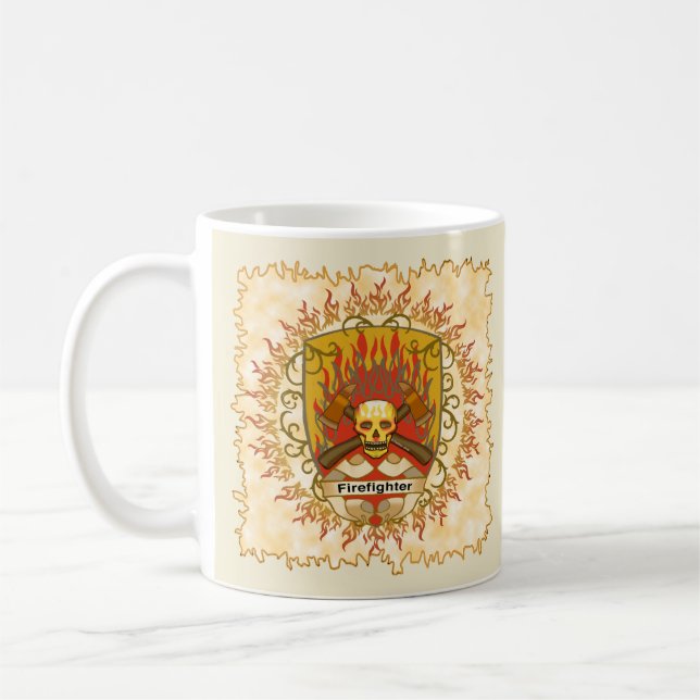 Café Caneca de bombeiro com escudo de caveira (Esquerda)