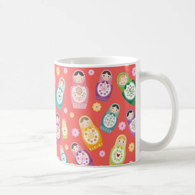 Café Caneca de boneca russa - fundo vermelho (Direita)