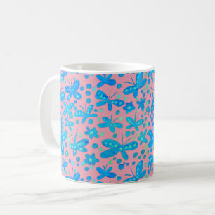 Café Caneca de borboletas azuis