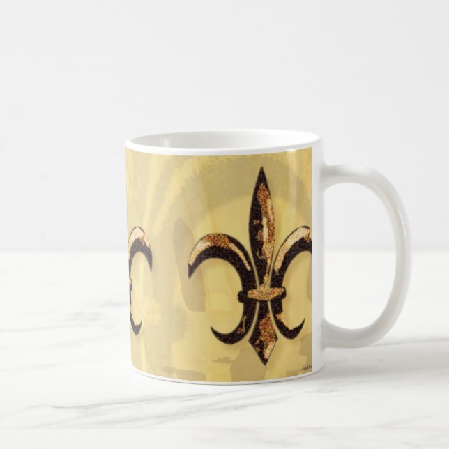 Café Caneca de bronze & Dourado da flor de lis (Direita)