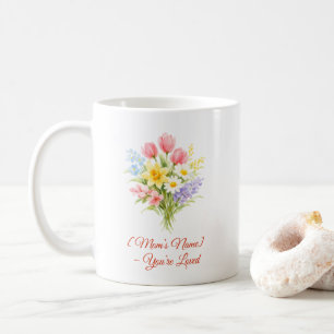 Café Caneca de Buquê de Flores Personalizado para o Dia