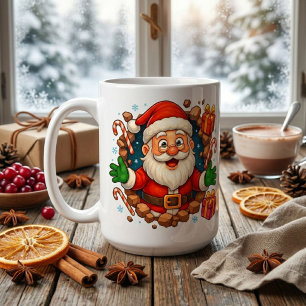 Café Caneca de Cacau Natalino do Papai Noel Fofo
