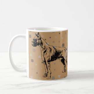 Café Caneca de Cachorro Boxer Ilustração Geométrica Mod