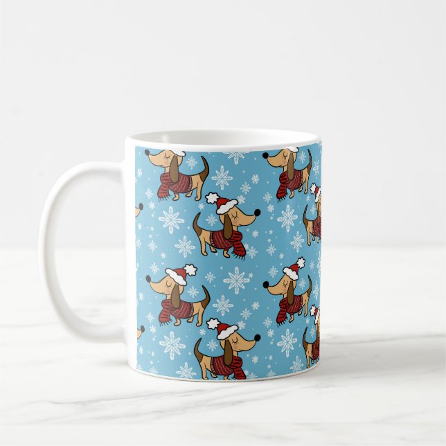 Café Caneca de Cachorro Dachshund de Inverno (Esquerda)