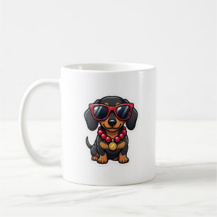 Café Caneca de Cachorro Dachshund Legal com Óculos de S