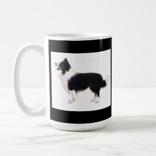 Café Caneca de Cachorro Filhote Border Collie Preto e B