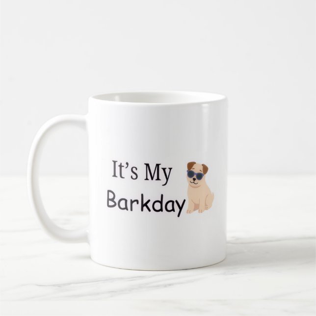 Café Caneca de Cachorro Fofo de Aniversário - É Meu Bar (Esquerda)