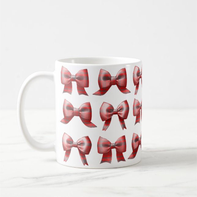 Café Caneca de café/chá com laço xadrez vermelho (Esquerda)