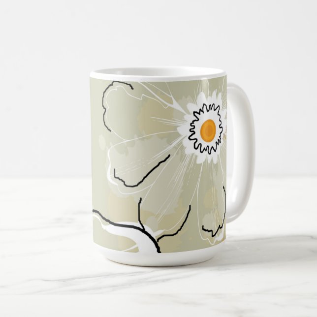 Café Caneca de Café/Chocolate Quente Flores Abstratas (Frente Esquerda)