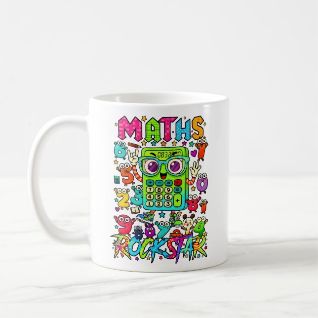 Café Caneca de Calculadora Fofa de Rockstar de Matemáti (Esquerda)