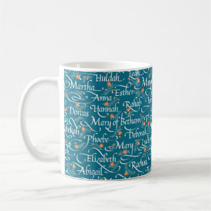 Café Caneca de Caligrafia Mulheres da Bíblia - Turquesa