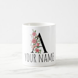 Café Caneca de Carta Monograma de Flor de Nascimento No
