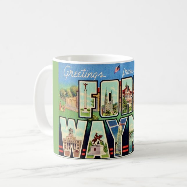 Café Caneca de cartão-postal antigo de Fort Wayne IN (Frente Esquerda)
