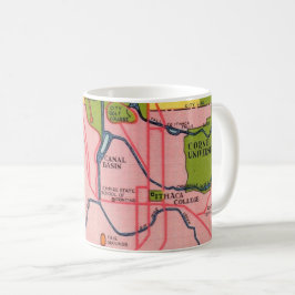 Café Caneca de cartão postal antigo mapa de Ithica Nova