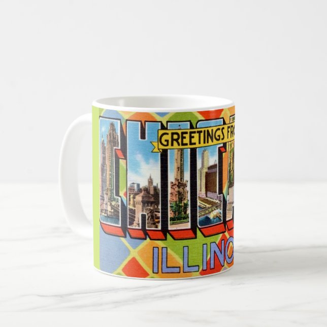 Café Caneca de cartão-postal de Chicago (Frente Esquerda)
