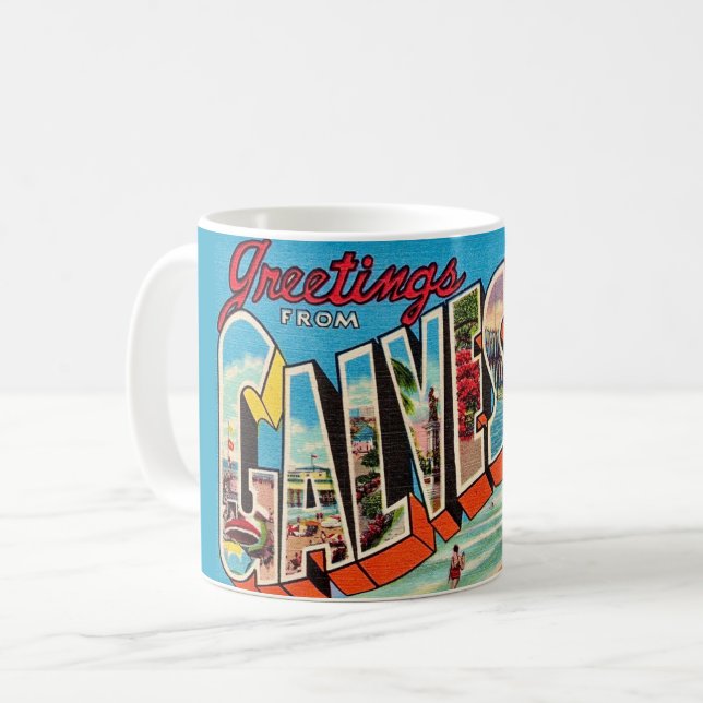 Café Caneca de cartão-postal de Galveston Texas (Frente Esquerda)