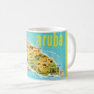 Café Caneca de cartão postal de mapa antigo de Aruba