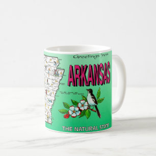Café Caneca de cartão postal de mapa antigo do Arkansas