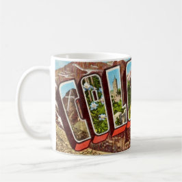 Café Caneca de cartão postal de saudação Vintage Blue C