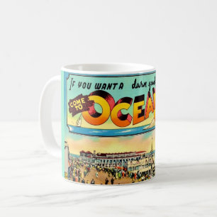 Café Caneca de cartão postal de saudações Retro Ocean C