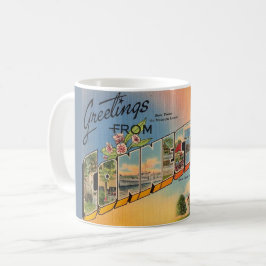 Café Caneca de cartão-postal retrô de Connecticut