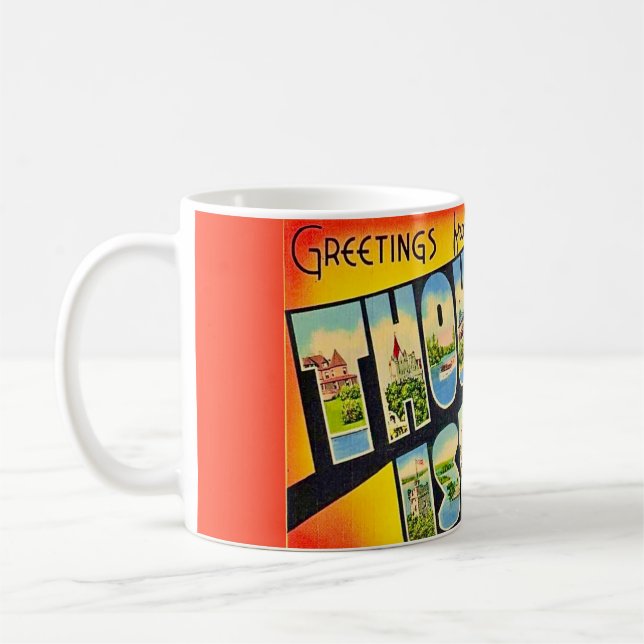 Café Caneca de cartão-postal retrô Thousand Islands NY (Esquerda)