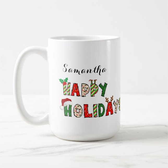 Café Caneca de Cartas de Natal Feliz Férias (Esquerda)