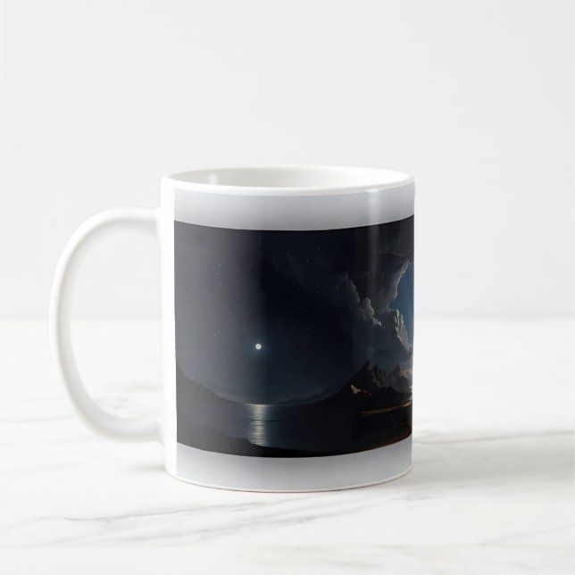 Café Caneca de Casais Noite enluarada Costa Rochosa Dua (Esquerda)