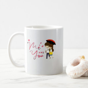 Café Caneca de casal de desenho animado Me e Você com C