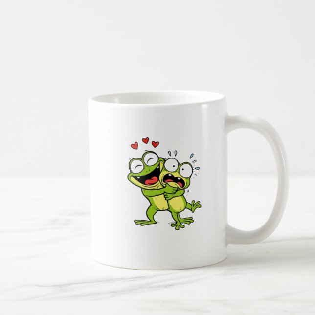 Café Caneca de Casal de Rã Fofo Apaixonado (Direita)