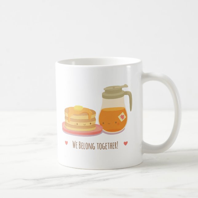 Café Caneca de Casal Kawaii Panqueca e Xarope de Bordo (Direita)