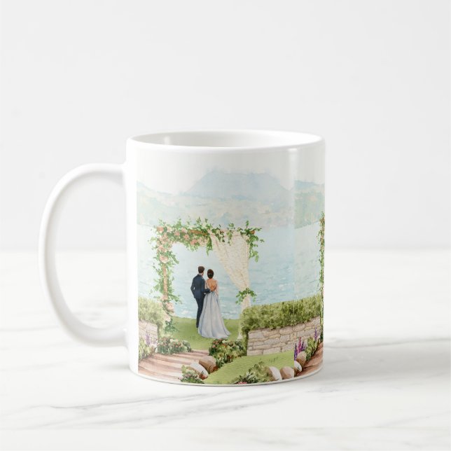 Café Caneca de casamento botânico em aquarela para lemb (Esquerda)