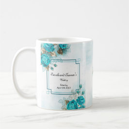 Café Caneca de Casamento Flor Turquesa