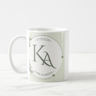 Café Caneca de Casamento Personalizada KA Iniciais e Da